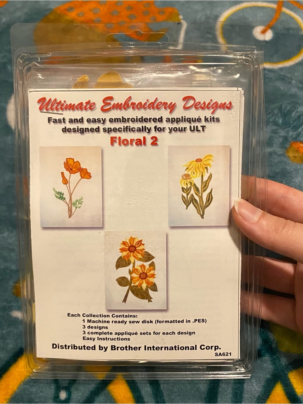 Brother Ultimate Embroidery Designs SA621 Floral 2 .PES Applique Kit Disk